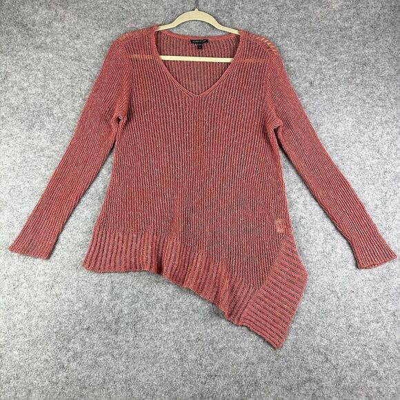 Eileen Fisher Airy Linen Grain Rib Sweater Womens M Asymmetrical Coastal Top LS* - Picture 1 of 12